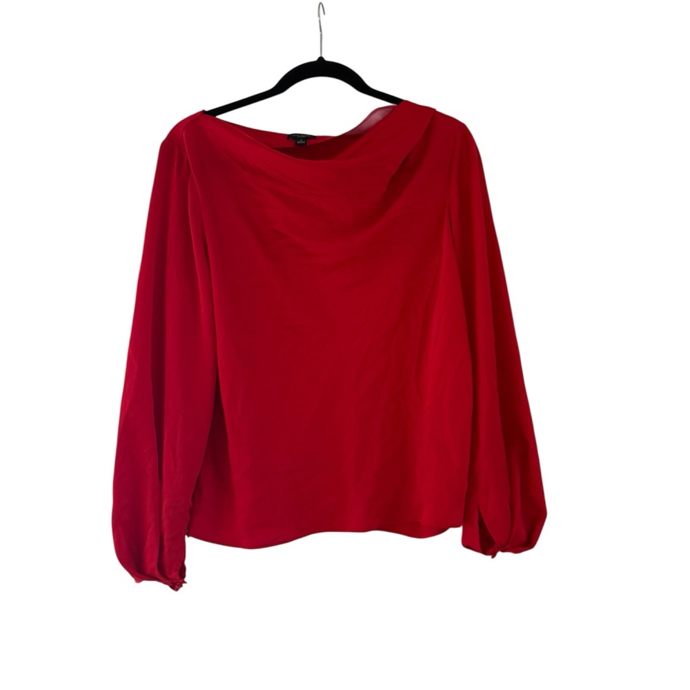 Ann Taylor Factory Red 3/4 Sleeve Sailor Collar Blouse